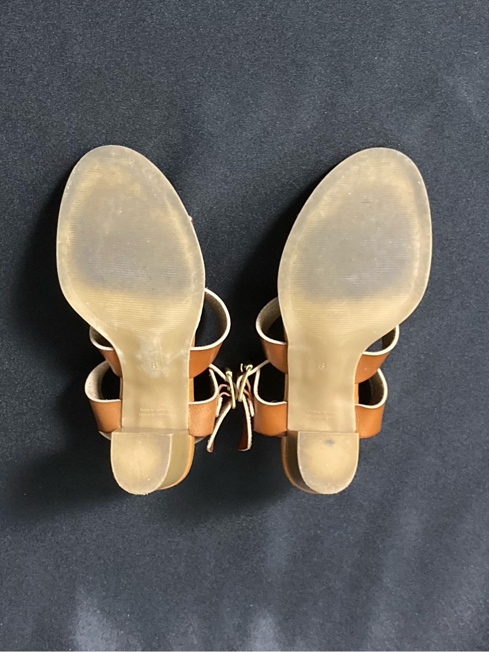 Old Navy Brown Faux Leather High Heel Buckle Strap Sandals Size 8 - Picture 7 of 14